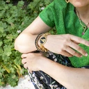 Pozałacana bransoletka z czarnym kordonkiem. WYPLATANIEC