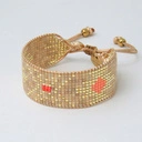 Szeroka bransoletka tkana z paciorków Miyuki ze wzorem. STOLIK W MIRAZUR