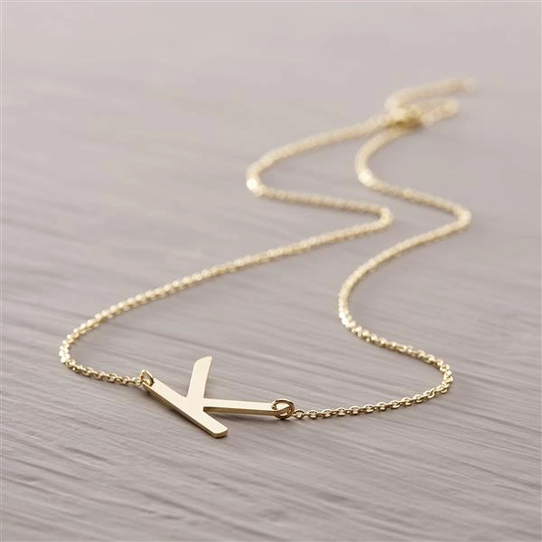 Złoty wisiorek na łańcuszku z zawieszką z literką K. K - KASIA