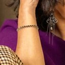 Posrebrzana bransoletka z szarych kryształków i koralików. NA MIŁY DZIEŃ