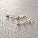 Wiszące kolczyki z trzema łańcuszkami z cyrkoniami. DZIEWCZYNA KWIAT