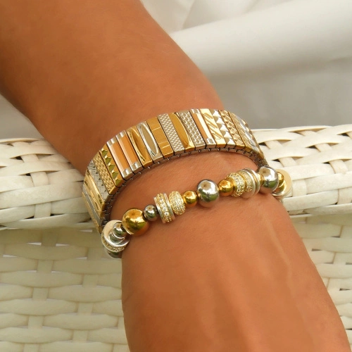 Bransoletka z posrebrzanych i pozłacanych elementów. PLACE VENDOME