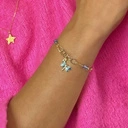 Pozłacana bransoletka z ozdobną ważką i kryształkami. NA SZCZĘŚCIE