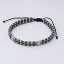 Bransoletka z koralików z hematytu i elementów ze stali. STAL I STYL