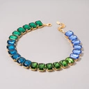 Pozłacany naszyjnik z zielonych i błękitnych kryształów. FLORA MORSKA