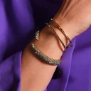 Wąska otwarta pozłacana bransoletka z kryształkami. DROGA DO SZCZĘŚCIA