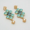 Pozłacane kolczyki wiszące z kryształami w formie rombów. ZACHÓD W PORCIE JAFFA