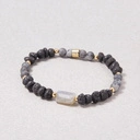 Męska bransoletka z kamieni wulkanicznych i larvikitu. ODDECH ETNY