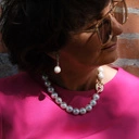 Naszyjnik ze szklanych pereł Majorka ze złotym zapięciem. BIAŁA POŚWIATA