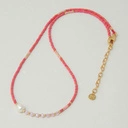 Naszyjnik z paciorków Miyuki z perłą i koralikami. RÓŻOWE MYŚLI