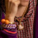 Wisiorek łańcuch z barokowym różowym sercem. RÓŻ I JUŻ