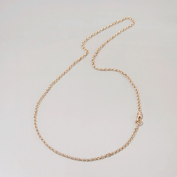 Złoty naszyjnik łańcuch z ozdobną kłódką i cyrkonią. ZŁOTA FALA