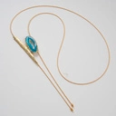 Złocony naszyjnik z błękitnym przesuwnym dekorem z żywicy. SEKRET NEREIDY