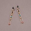 Wiszące kolczyki łańcuchy z wielobarwnymi kryształkami. MOCNE OGNIWA