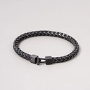 Czarna bransoletka męska z łańcucha i linki żeglarskiej. CZARNA PERŁA