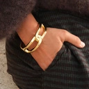 Sztywna bransoletka ze złoconych grubych ogniw. SPLOT ŚWIATŁA