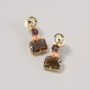 Pozłacane kolczyki z trzema kryształkami i koralikami. KASKADA BLASKU