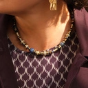 Naszyjnik z kobaltowymi sodalitami i cyrkoniami. LA SEINE BLEUE