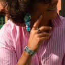 Posrebrzana elastyczna bransoletka z ogniw ze stali. GRANDE ARCHE