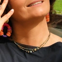 Pozłacane owalne kolczyki z kolorowymi akcentami. OWOCE Z TROPIKÓW