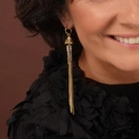 Pozłacane kolczyki wiszące z przezroczystymi kryształami. JEST MOC