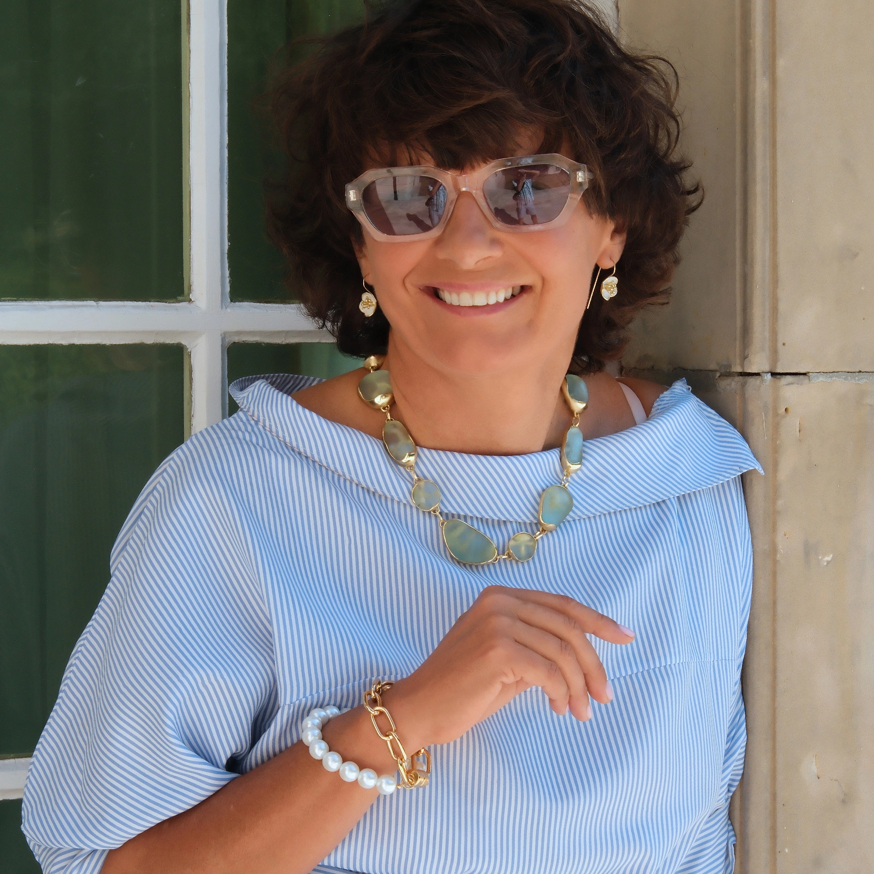 Podwójna bransoletka z łańcucha i sznura pereł. HARMONIA KONTRASTÓW