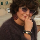 Sztywna złota bransoletka z granatowym paskiem. NOCHE CLARA