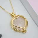 Złocony wisiorek z sercem i 7 wymiennymi kamieniami. SIEDEM BARW MIŁOŚCI