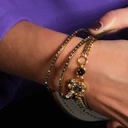 Złocona bransoletka z oczkiem z kryształami na łańcuszku. DRAPACZE CHMUR