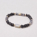Męska bransoletka z kamieni wulkanicznych i larvikitu. ODDECH ETNY