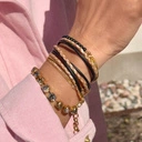 Skórzana bransoletka z kryształkami i koralikami. PIASKI TEL AWIWU