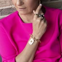 Duży pierścionek skorpion z granatem i małymi perłami. SKORPION