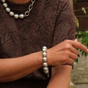 Bransoletka ze srebrnych szklanych pereł Majorka. KSIĘŻYCOWA NOC