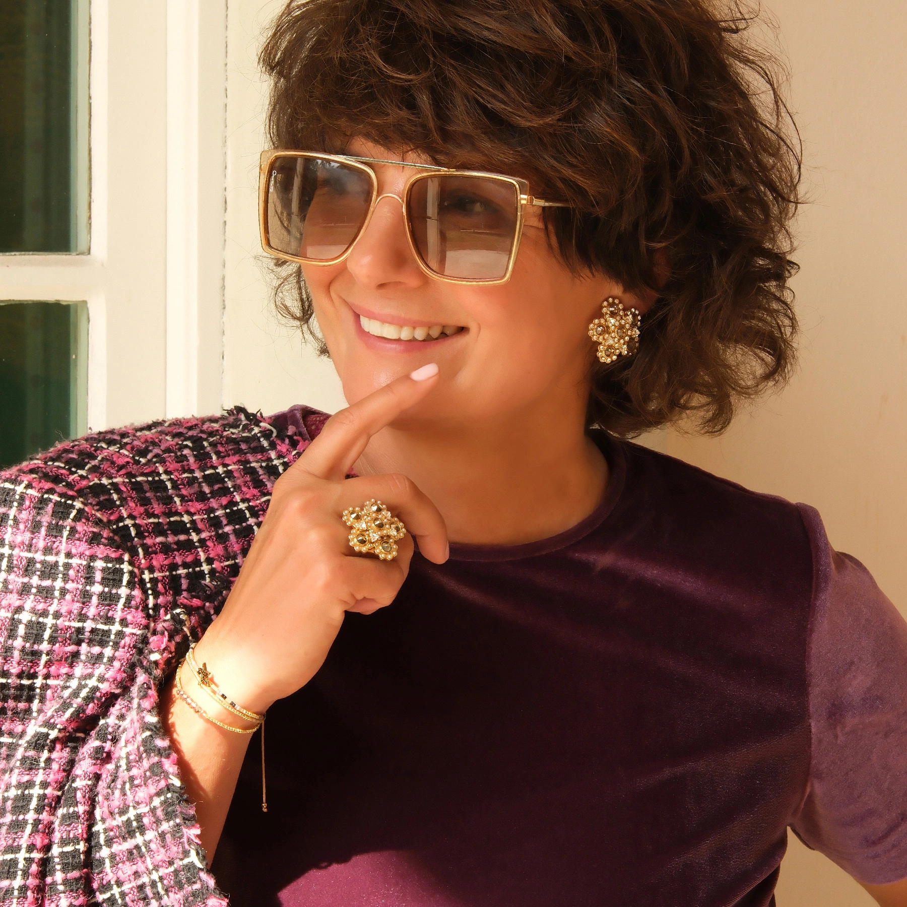 Bransoletka z paciorków Miyuki i onyksu, z zawieszką. ZŁOTE CHANSON