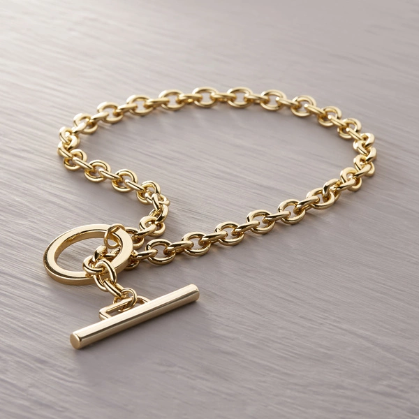 Złoty naszyjnik łańcuch z zapięciem typu toggle. WIĘŹ MYŚLI