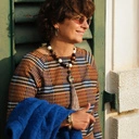 Naszyjnik z korali w brązie i bieli z labradorytem. ESPRESSO Z MLEKIEM