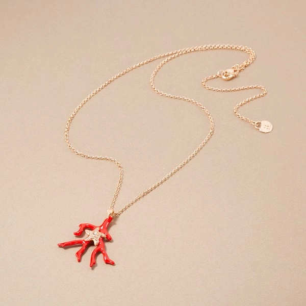 Naszyjnik z zawieszką a la czerwony koralowiec. CZERWIEŃ ODWAGI