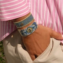 Wąska bransoletka tkana z paciorków Miyuki z dekorem. BONJOUR AZUR