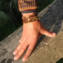 Pozłacana bransoletka z brązowym kordonkiem. TROPIK