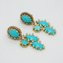 Pozłacane kolczyki z masą turkusową i cyrkoniami. SOFIA