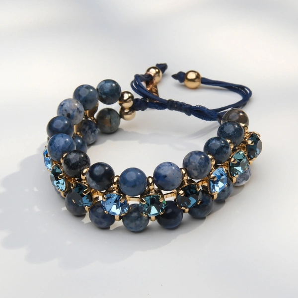 Bransoletka z kryształkami i ciemnoniebieskimi jadeitami. WEŹ NIE PYTAJ