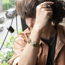 Pierścionek sowa, pozłacany z szafirowymi oczkami. MĄDROŚĆ