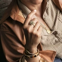 Złota bransoletka z ekoskórą z włosiem à la pantera. SAFARI