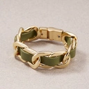 Bransoletka łańcuch z oliwkowym paskiem z ekoskóry. PAS ZIELENI