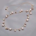 Złocony naszyjnik ze szklanymi perłami w mokka i różu. ZANURZAM SIĘ