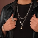 Srebrny naszyjnik z cienkiego łańcuszka z koralikami. POLICZALNE MARZENIA