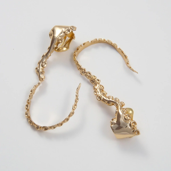 Pozłacane kolczyki klipsy w formie macek ośmiornicy. EGEJSKIE OWOCE