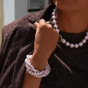 Pięciorzędowa bransoletka ze szklanych pereł w różu. RÓŻOWY OBŁOK