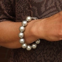 Bransoletka ze srebrnych szklanych pereł Majorka. KSIĘŻYCOWA NOC