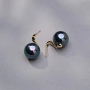 Kolczyki ze szklanymi perłami w kolorze petrol na haczykach. KOCHAM TO NIEBO